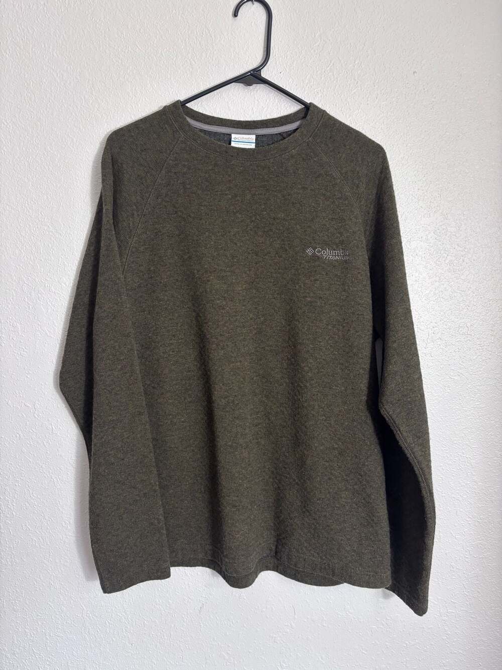 Columbia Titanium Knit Crewneck Pullover Sweater Olive Green